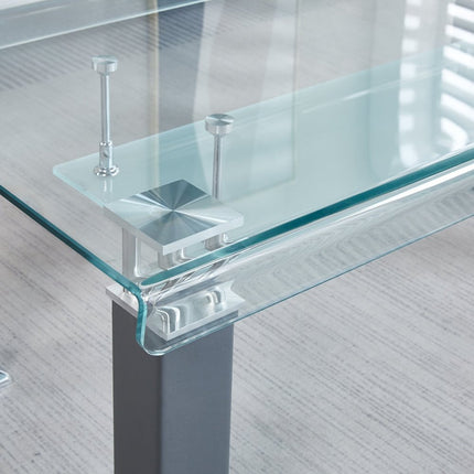 47" Unfinished and Gray Mirrored Glass and Steel Coffee Table