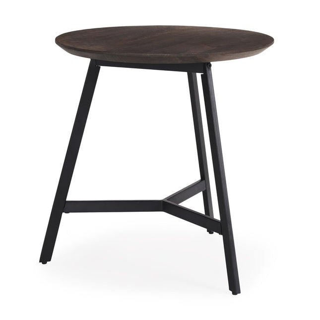 23" Espresso and Black Solid Wood and Metal Tray Table