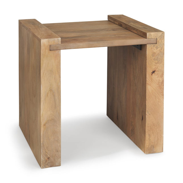 23" Natural Distressed Solid Wood Sled End Table