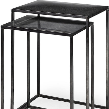 Set of Two Black Iron Nested Tables