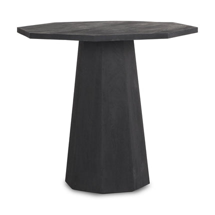 30" Black Solid Wood Hexagonal Pedestal End Table