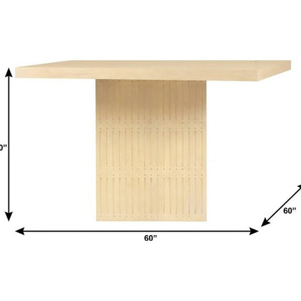 60" Natural Solid Wood Pedestal Base Square Dining Table