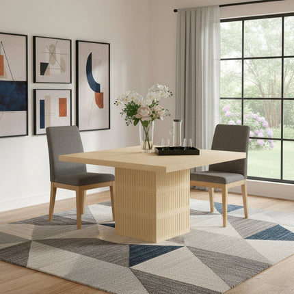 60" Natural Solid Wood Pedestal Base Square Dining Table