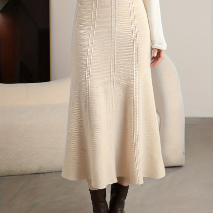 A Half-Length Skirt, Wool Skirt, Golden Ingot Stitch, Top, Stylish And Minimalist, Pleated Skirt, Wool Sweater