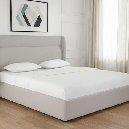 Gray Tufted Linen Blend Upholstered King Bed Frame