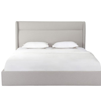 Gray Tufted Linen Blend Upholstered King Bed Frame