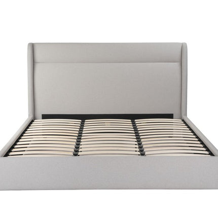 Gray Tufted Linen Blend Upholstered King Bed Frame