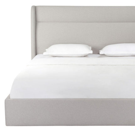 Gray Tufted Linen Blend Upholstered King Bed Frame