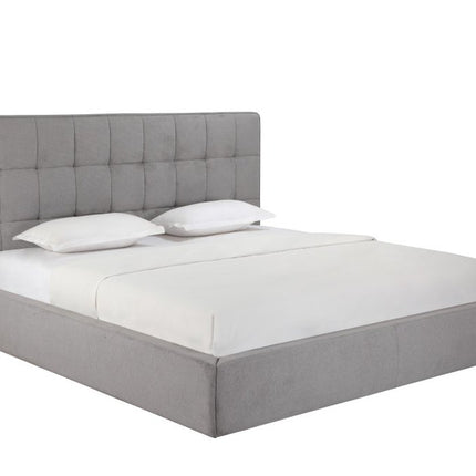 Gray Tufted Linen Blend Upholstered King Bed Frame