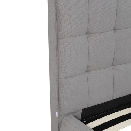 Gray Tufted Linen Blend Upholstered King Bed Frame
