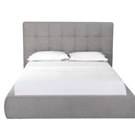 Gray Tufted Linen Blend Upholstered Queen Bed Frame