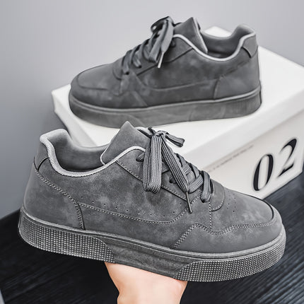 Men'S Fashionable Gray Sneakers - Casual Lace-Up Skate Shoes with Durable PVC Sole,