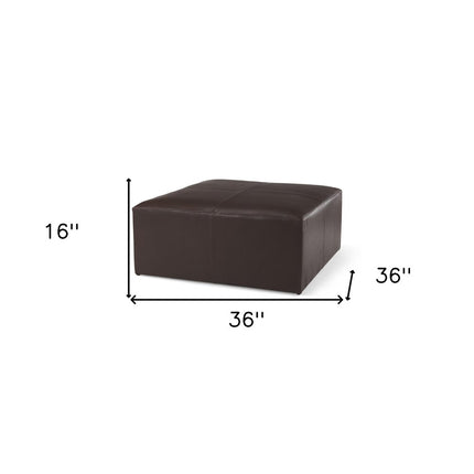 36" Brown Genuine Leather Cocktail Ottoman