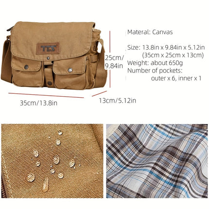 Retro-Style Canvas Messenger Bag Suitable for Casual Travel, Featuring a Spacious Design