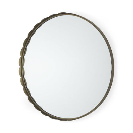 30" Gold Metal Scalloped Framed Accent Mirror