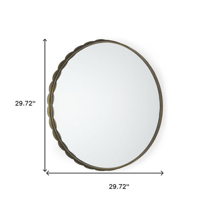 30" Gold Metal Scalloped Framed Accent Mirror
