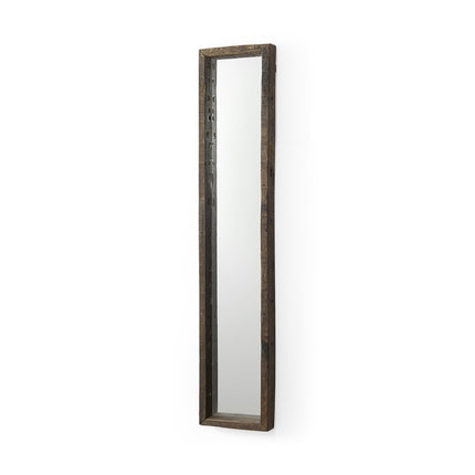 59" Brown Solid Wood Framed Accent Mirror