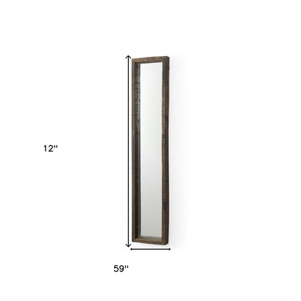59" Brown Solid Wood Framed Accent Mirror