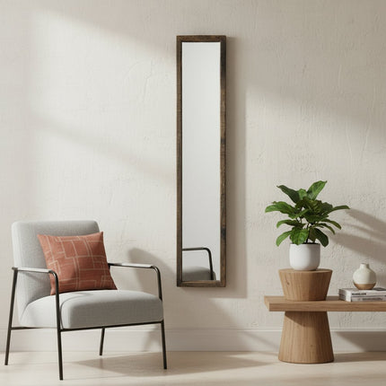 59" Brown Solid Wood Framed Accent Mirror