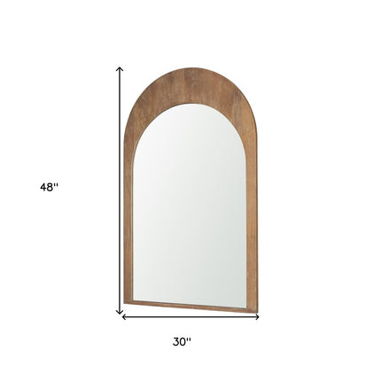 48" Light Brown Solid Wood Arch Framed Accent Mirror