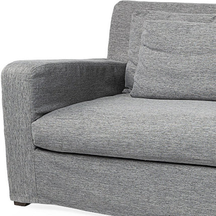 93" Dark Gray Slipcovered Fabric Sofa With Toss Pillows