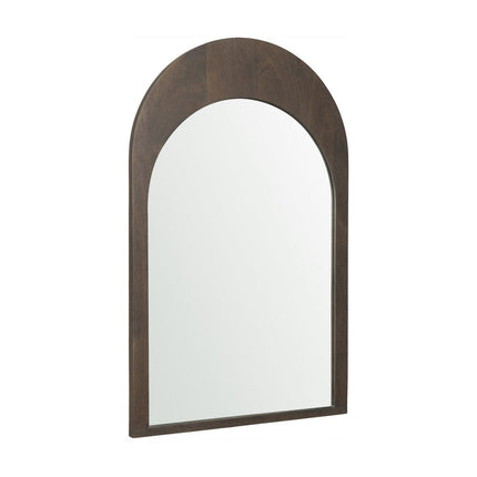 36" Brown Solid Wood Arch Framed Accent Mirror