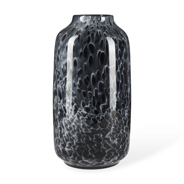 15" Black Mottled Cylinder Glass Table Vase