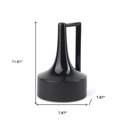 12" Black Ceramic Jug Vase