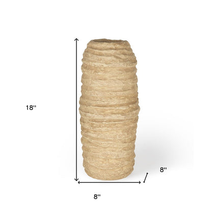 18" Beige Paper Mache Table Vase