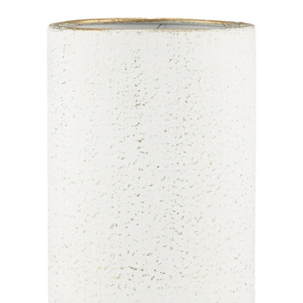 16" Off White And Gold Metal Cylinder Table Vase