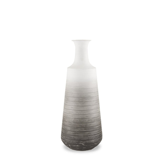20" Gray And White Ombre Metal Table Vase
