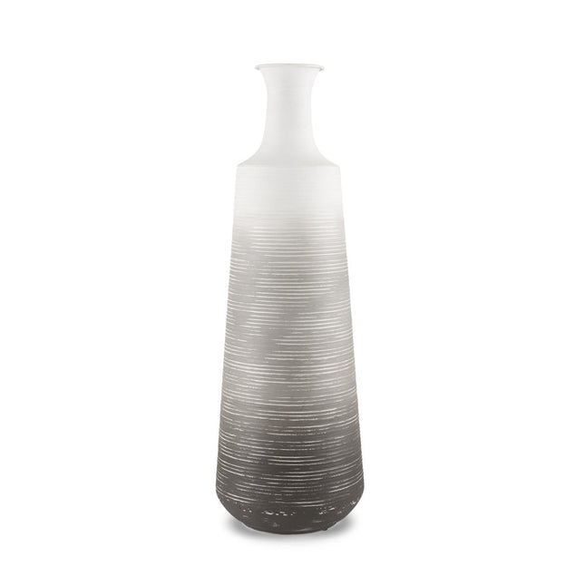 24" Gray And White Ombre Metal Table Vase