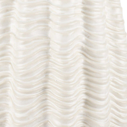 24" Cream Cylinder Ceramic Sculptural Waves Table Vase