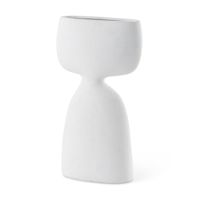 12" White Ceramic Sculptural Table Vase