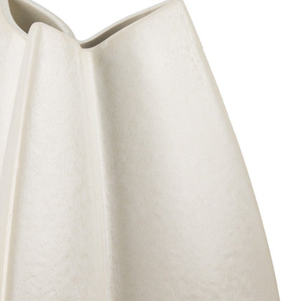 16" Off White And Tan Color Block Ceramic Table Vase