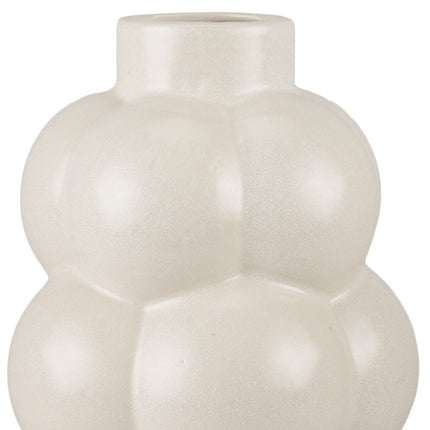 14" Cream Ceramic Modern Abstract Bubbles Table Vase