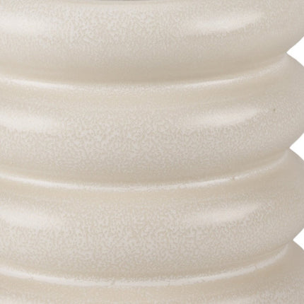 7" Cream Ceramic Stacking Rings Cylinder Table Vase