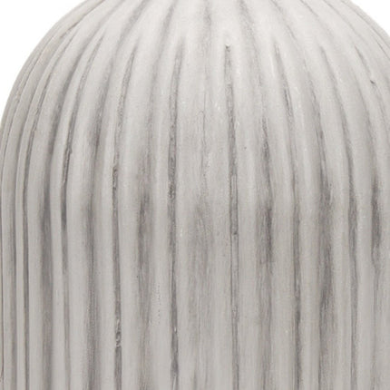 16" Gray And White Striped Ceramic Cylinder Floor Vase