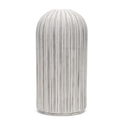 21" Gray And White Striped Ceramic Cylinder Floor Vase