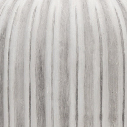 21" Gray And White Striped Ceramic Cylinder Floor Vase