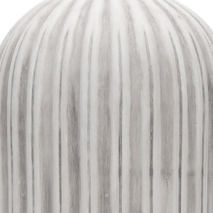 21" Gray And White Striped Ceramic Cylinder Floor Vase