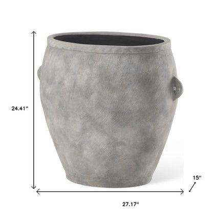 24" Gray Ceramic Amphora Floor Vase