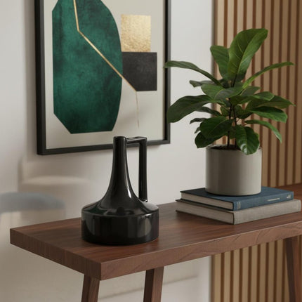 8" Black Ceramic Jug Vase