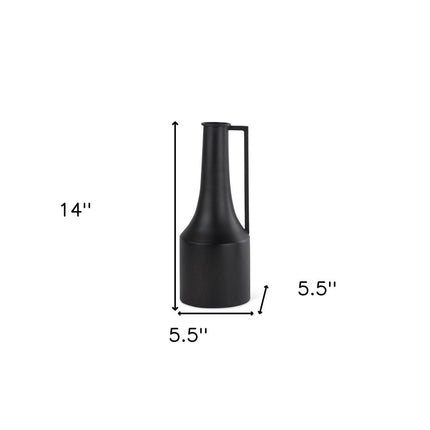 14" Black Metal Jug Vase