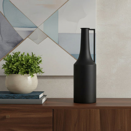 18" Black Metal Jug Vase