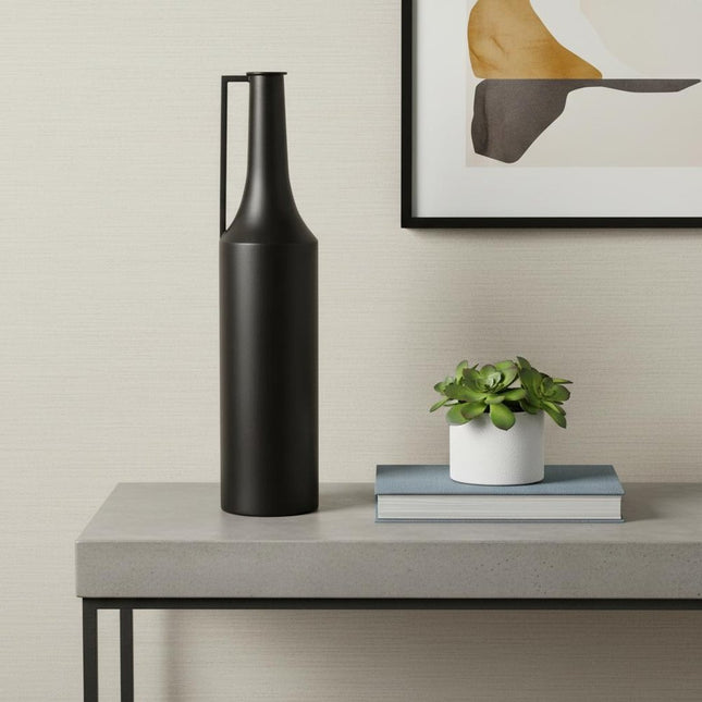 24" Black Metal Jug Vase