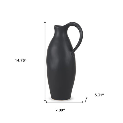 15" Black Ceramic Bud Jug Vase