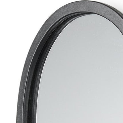 19" Black And Clear Glass Bottle Metal And Mirrored Glass Oval Wall Vase