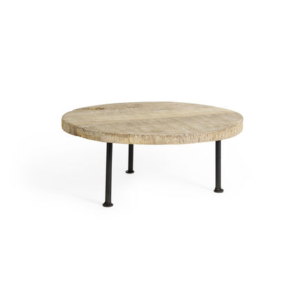 15" Light Brown And Black Round Solid Wood Handmade Riser Tray