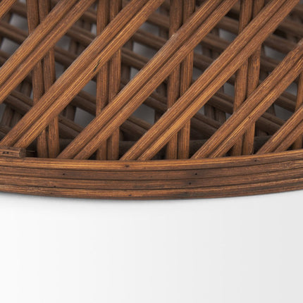 Set of Two Brown Round Wicker Handmade Serving Tray